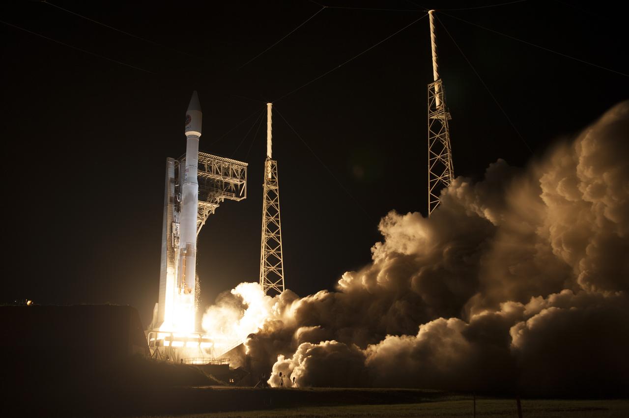 A United Launch Alliance Atlas V rocket lifts off from Space Launch Complex 41 at Cape Canaveral Air Force Station in Florida carrying an Orbital ATK Cygnus resupply spacecraft on a commercial resupply services mission to the International Space Station. Liftoff was at 11:05 p.m. EDT. Cygnus will deliver the second generation of a portable onboard printer to demonstrate 3-D printing, an instrument for first space-based observations of the chemical composition of meteors entering Earth’s atmosphere and an experiment to study how fires burn in microgravity.