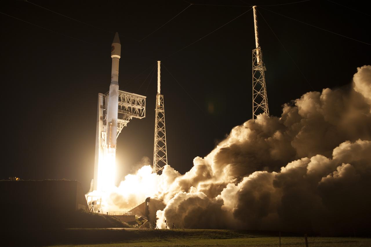A United Launch Alliance Atlas V rocket lifts off from Space Launch Complex 41 at Cape Canaveral Air Force Station in Florida carrying an Orbital ATK Cygnus resupply spacecraft on a commercial resupply services mission to the International Space Station. Liftoff was at 11:05 p.m. EDT. Cygnus will deliver the second generation of a portable onboard printer to demonstrate 3-D printing, an instrument for first space-based observations of the chemical composition of meteors entering Earth’s atmosphere and an experiment to study how fires burn in microgravity.