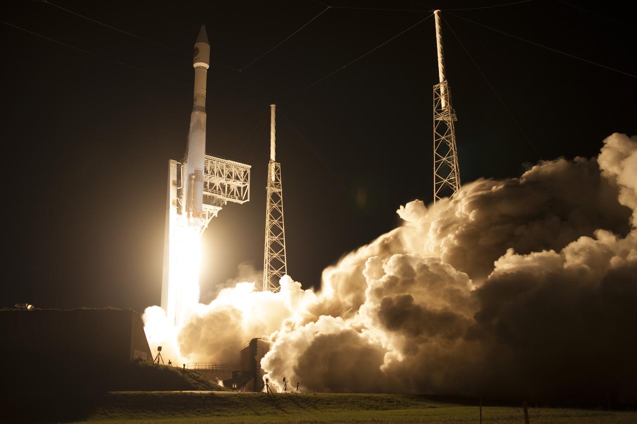 A United Launch Alliance Atlas V rocket lifts off from Space Launch Complex 41 at Cape Canaveral Air Force Station in Florida carrying an Orbital ATK Cygnus resupply spacecraft on a commercial resupply services mission to the International Space Station. Liftoff was at 11:05 p.m. EDT. Cygnus will deliver the second generation of a portable onboard printer to demonstrate 3-D printing, an instrument for first space-based observations of the chemical composition of meteors entering Earth’s atmosphere and an experiment to study how fires burn in microgravity.