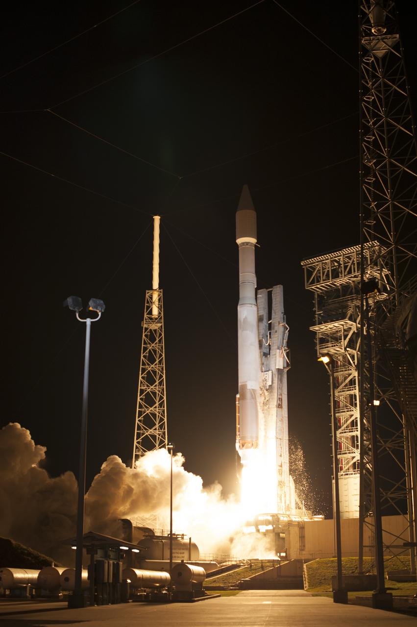 A United Launch Alliance Atlas V rocket lifts off from Space Launch Complex 41 at Cape Canaveral Air Force Station in Florida carrying an Orbital ATK Cygnus resupply spacecraft on a commercial resupply services mission to the International Space Station. Liftoff was at 11:05 p.m. EDT. Cygnus will deliver the second generation of a portable onboard printer to demonstrate 3-D printing, an instrument for first space-based observations of the chemical composition of meteors entering Earth’s atmosphere and an experiment to study how fires burn in microgravity. 
