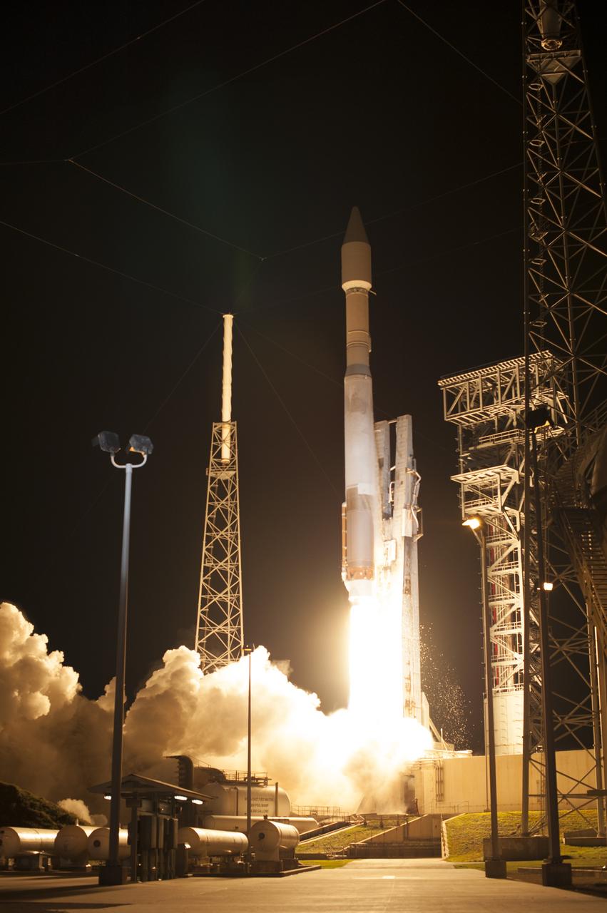 A United Launch Alliance Atlas V rocket lifts off from Space Launch Complex 41 at Cape Canaveral Air Force Station in Florida carrying an Orbital ATK Cygnus resupply spacecraft on a commercial resupply services mission to the International Space Station. Liftoff was at 11:05 p.m. EDT. Cygnus will deliver the second generation of a portable onboard printer to demonstrate 3-D printing, an instrument for first space-based observations of the chemical composition of meteors entering Earth’s atmosphere and an experiment to study how fires burn in microgravity. 