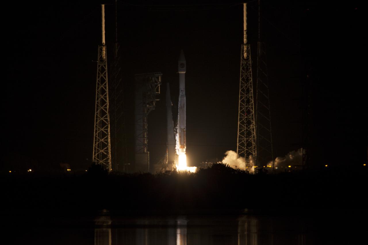 A United Launch Alliance Atlas V rocket lifts off from Space Launch Complex 41 at Cape Canaveral Air Force Station carrying an Orbital ATK Cygnus resupply spacecraft on a commercial resupply services mission to the International Space Station. Liftoff was at 11:05 p.m. EDT. Cygnus will deliver the second generation of a portable onboard printer to demonstrate 3-D printing, an instrument for first space-based observations of the chemical composition of meteors entering Earth’s atmosphere and an experiment to study how fires burn in microgravity.