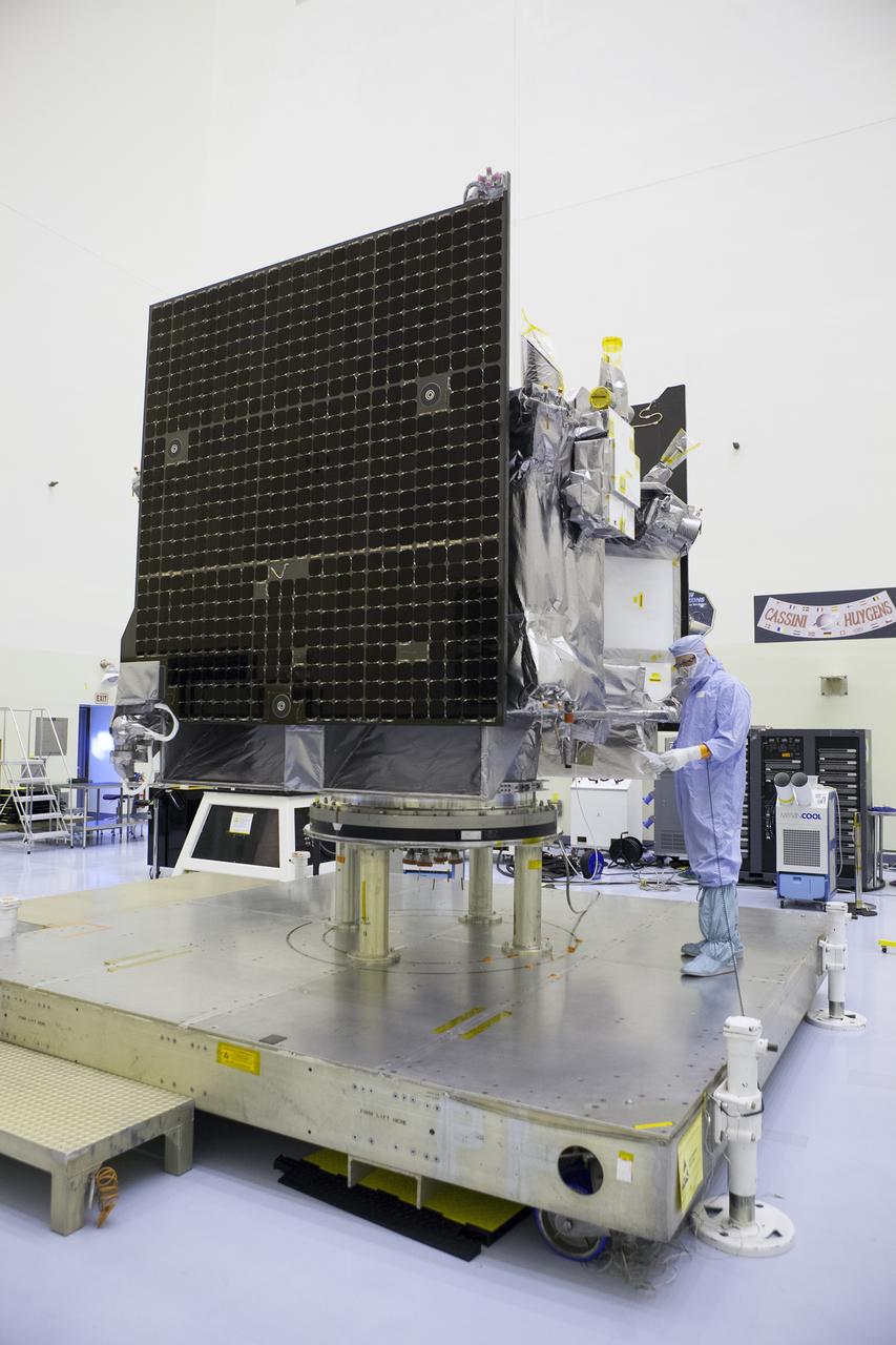 Inside the Payload Hazardous Servicing Facility at NASA's Kennedy Space Center in Florida, the agency’s Origins, Spectral Interpretation, Resource Identification, Security-Regolith Explorer, or OSIRIS-REx spacecraft undergoes final inspections and checkouts prior to encapsulation in its payload fairing. Targeted for liftoff Sept. 8, 2016, OSIRIS-Rex will be the first U.S. mission to sample an asteroid, retrieve at least two ounces of surface material and return it to Earth for study. The asteroid, Bennu, may hold clues to the origin of the solar system and the source of water and organic molecules found on Earth.