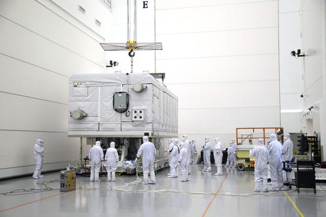 NASA image: GOES-R Uncrating and Move to Vertical