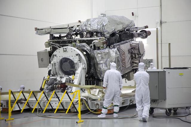 NASA image: GOES-R Uncrating and Move to Vertical