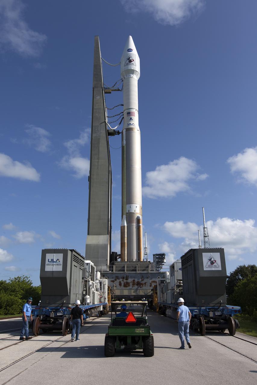 A United Launch Alliance Atlas V rocket has left the Vertical Integration Facility and is on its way to Space Launch Complex 41 at Cape Canaveral Air Force Station in Florida. The launch vehicle will boost NASA’s Origins, Spectral Interpretation, Resource Identification, Security-Regolith Explorer, or OSIRIS-REx spacecraft. This will be the first U.S. mission to sample an asteroid, retrieve at least two ounces of surface material and return it to Earth for study. The asteroid, Bennu, may hold clues to the origin of the solar system and the source of water and organic molecules found on Earth.