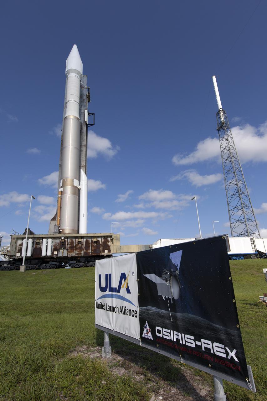 After leaving the Vertical Integration Facility, a United Launch Alliance Atlas V rocket is on its way to Space Launch Complex 41 at Cape Canaveral Air Force Station in Florida. The launch vehicle will boost NASA’s Origins, Spectral Interpretation, Resource Identification, Security-Regolith Explorer, or OSIRIS-REx spacecraft. This will be the first U.S. mission to sample an asteroid, retrieve at least two ounces of surface material and return it to Earth for study. The asteroid, Bennu, may hold clues to the origin of the solar system and the source of water and organic molecules found on Earth. 