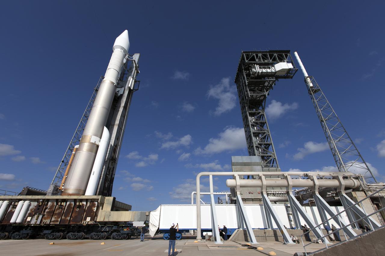 The United Launch Alliance Atlas V rocket arrives at Space Launch Complex 41 at Cape Canaveral Air Force Station in Florida. The launch vehicle will boost NASA’s Origins, Spectral Interpretation, Resource Identification, Security-Regolith Explorer, or OSIRIS-REx spacecraft. This will be the first U.S. mission to sample an asteroid, retrieve at least two ounces of surface material and return it to Earth for study. The asteroid, Bennu, may hold clues to the origin of the solar system and the source of water and organic molecules found on Earth. 