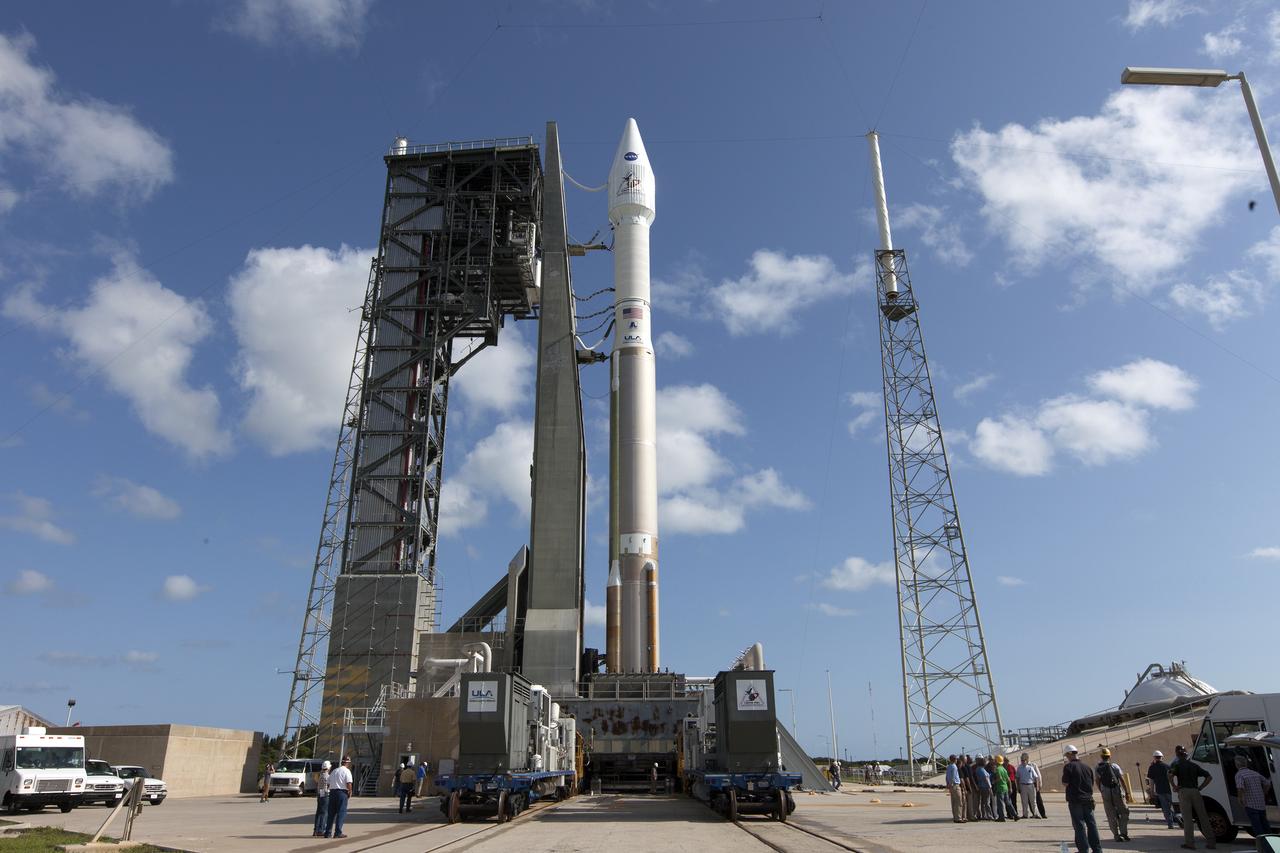 The United Launch Alliance Atlas V rocket arrives at Space Launch Complex 41 at Cape Canaveral Air Force Station in Florida. The launch vehicle will boost NASA’s Origins, Spectral Interpretation, Resource Identification, Security-Regolith Explorer, or OSIRIS-REx spacecraft. This will be the first U.S. mission to sample an asteroid, retrieve at least two ounces of surface material and return it to Earth for study. The asteroid, Bennu, may hold clues to the origin of the solar system and the source of water and organic molecules found on Earth.