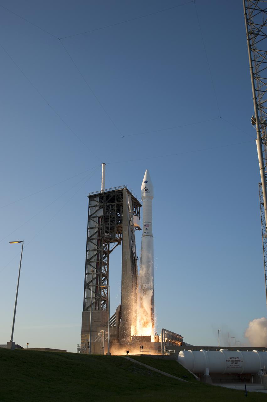 A United Launch Alliance Atlas V rocket lifts off from Space Launch Complex 41 at Cape Canaveral Air Force Station carrying NASA’s Origins, Spectral Interpretation, Resource Identification, Security-Regolith Explorer, or OSIRIS-REx spacecraft on the first U.S. mission to sample an asteroid, retrieve at least two ounces of surface material and return it to Earth for study. Liftoff was at 7:05 p.m. EDT. The asteroid, Bennu, may hold clues to the origin of the solar system and the source of water and organic molecules found on Earth.