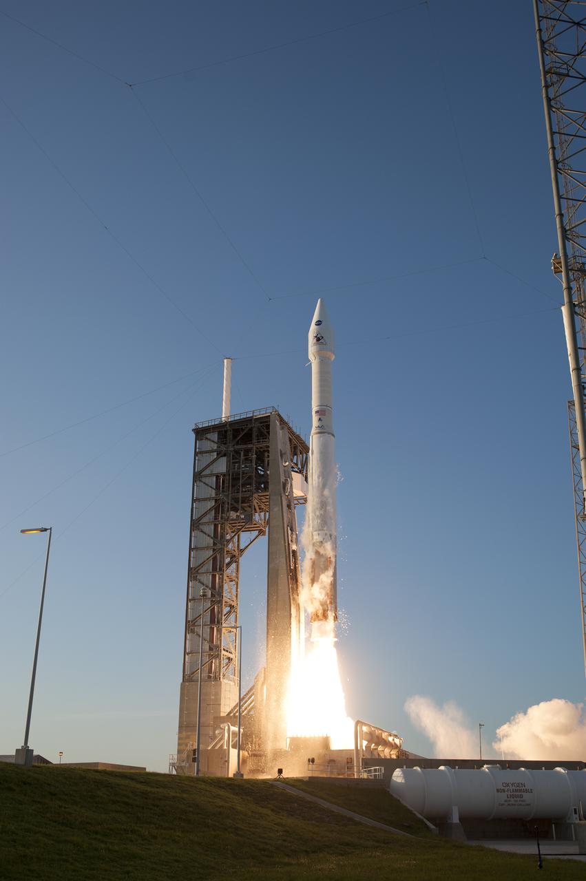 A United Launch Alliance Atlas V rocket lifts off from Space Launch Complex 41 at Cape Canaveral Air Force Station carrying NASA’s Origins, Spectral Interpretation, Resource Identification, Security-Regolith Explorer, or OSIRIS-REx spacecraft on the first U.S. mission to sample an asteroid, retrieve at least two ounces of surface material and return it to Earth for study. Liftoff was at 7:05 p.m. EDT. The asteroid, Bennu, may hold clues to the origin of the solar system and the source of water and organic molecules found on Earth.