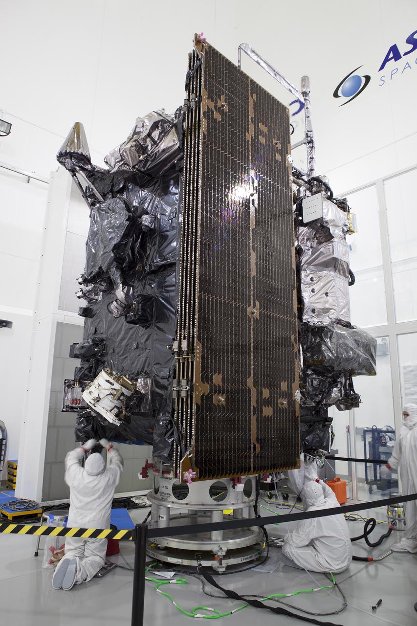 The Geostationary Operational Environmental Satellite (GOES-R) is undergoing final launch preparations prior to fueling inside the Astrotech payload processing facility in Titusville, Florida near NASA’s Kennedy Space Center. GOES-R will be the first satellite in a series of next-generation NOAA GOES Satellites. The spacecraft is to launch aboard a United Launch Alliance Atlas V rocket in November. 