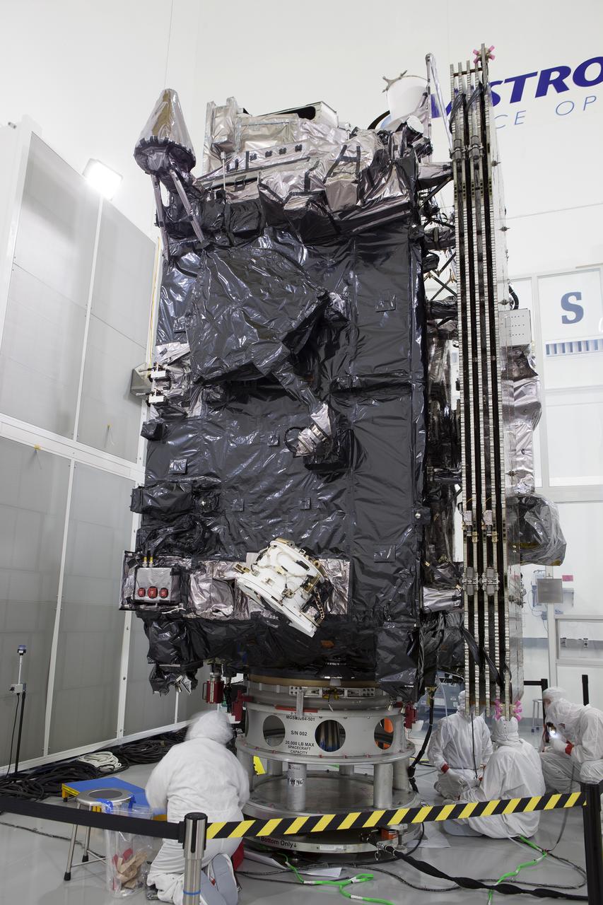 The Geostationary Operational Environmental Satellite (GOES-R) is undergoing final launch preparations prior to fueling inside the Astrotech payload processing facility in Titusville, Florida near NASA’s Kennedy Space Center. GOES-R will be the first satellite in a series of next-generation NOAA GOES Satellites. The spacecraft is to launch aboard a United Launch Alliance Atlas V rocket in November. 