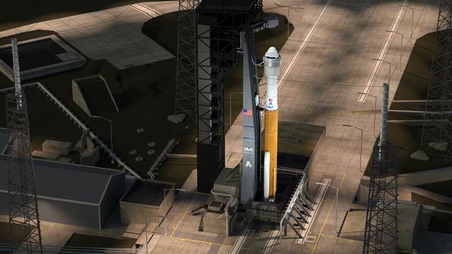 Concept Art: Boeing CST-100 Starliner and ULA Atlas V at Pad 41