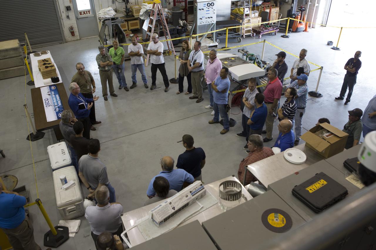 Testing of the Orion Service Module Umbilical (OSMU) was completed at the Launch Equipment Test Facility at NASA’s Kennedy Space Center in Florida. The OSMU was attached to Vehicle Motion Simulator 1 for a series of simulated launch tests to validate it for installation on the mobile launcher. The test team gathered for an event to mark the end of testing. The mobile launcher tower will be equipped with a number of lines, called umbilicals that will connect to the Space Launch System rocket and Orion spacecraft for Exploration Mission-1 (EM-1). The OSMU will be located high on the mobile launcher tower and, prior to launch, will transfer liquid coolant for the electronics and air for the Environmental Control System to the Orion service module that houses these critical systems to support the spacecraft. Kennedy's Engineering Directorate is providing support to the Ground Systems Development and Operations Program for testing of the OSMU. EM-1 is scheduled to launch in 2018.