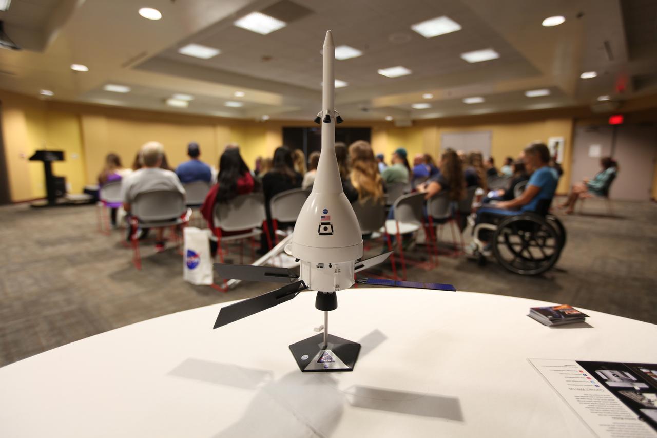 A model of NASA’s Orion spacecraft with the Launch Abort System is on display at the Reuben H. Fleet Science Center in San Diego, California. The agency’s Ground Systems Development and Operations Program is participating in a “Be Wise” program at the science center. GSDO is preparing for Orion Underway Recovery Test 5 (URT-5) using a test version of the Orion crew module in the Pacific Ocean. URT-5 will allow NASA and the U.S. Navy to demonstrate and evaluate the recovery processes, procedures, hardware and personnel necessary for recovery of the Orion crew module on its return from a deep space mission. Orion is the exploration spacecraft designed to carry astronauts to destinations not yet explored by humans, including an asteroid and NASA’s Journey to Mars. It will have emergency abort capability, sustain the crew during space travel and provide safe re-entry from deep space return velocities. Orion is scheduled to launch atop NASA’s Space Launch System rocket in 2018. For more information, visit http://www.nasa.gov/orion.