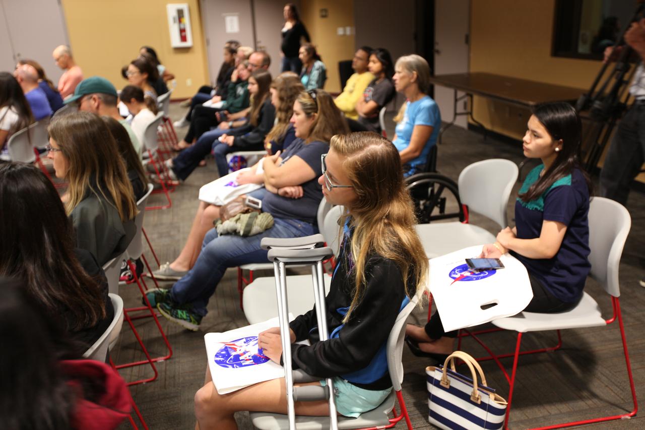 NASA’s Ground Systems Development and Operations Program (GSDO) participates in a “Be Wise” program at the Reuben H. Fleet Science Center in San Diego, California. Participants listen to a presentation by engineers from the agency’s Kennedy Space Center in Florida. GSDO participated in several outreach events to students and the general public before the start of the Orion Underway Recovery Test 5 (URT-5) using a test version of the Orion crew module in the Pacific Ocean. URT-5 will allow NASA and the U.S. Navy to demonstrate and evaluate the recovery processes, procedures, hardware and personnel necessary for recovery of the Orion crew module on its return from a deep space mission. Orion is the exploration spacecraft designed to carry astronauts to destinations not yet explored by humans, including an asteroid and NASA’s Journey to Mars. It will have emergency abort capability, sustain the crew during space travel and provide safe re-entry from deep space return velocities. Orion is scheduled to launch atop NASA’s Space Launch System rocket in 2018. For more information, visit http://www.nasa.gov/orion. 