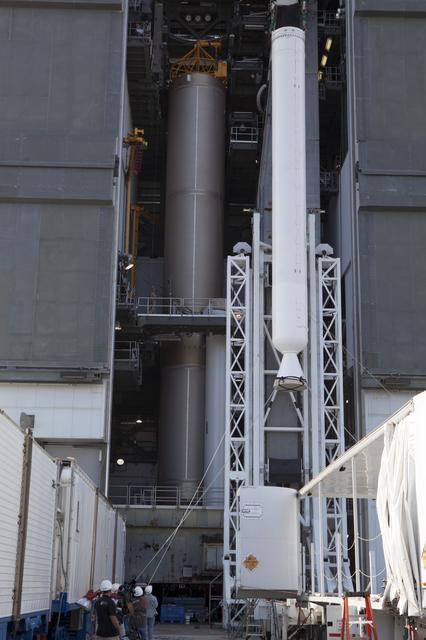 NASA image: GOES-R Atlas V Solid Rocket Motor (SRM) Lift and Mate