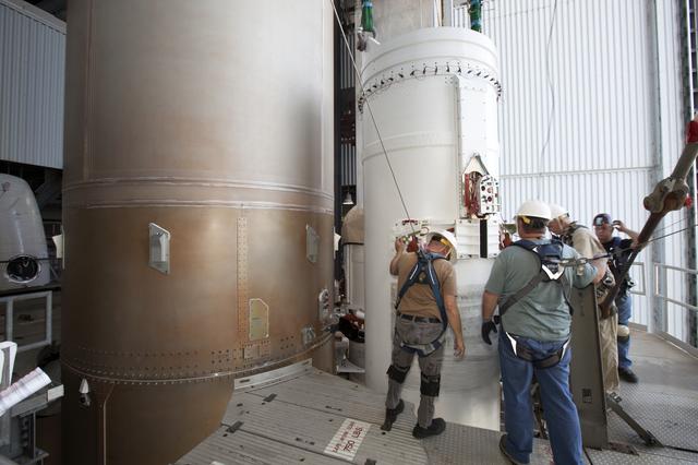 NASA image: GOES-R Atlas V Solid Rocket Motor (SRM) Lift and Mate