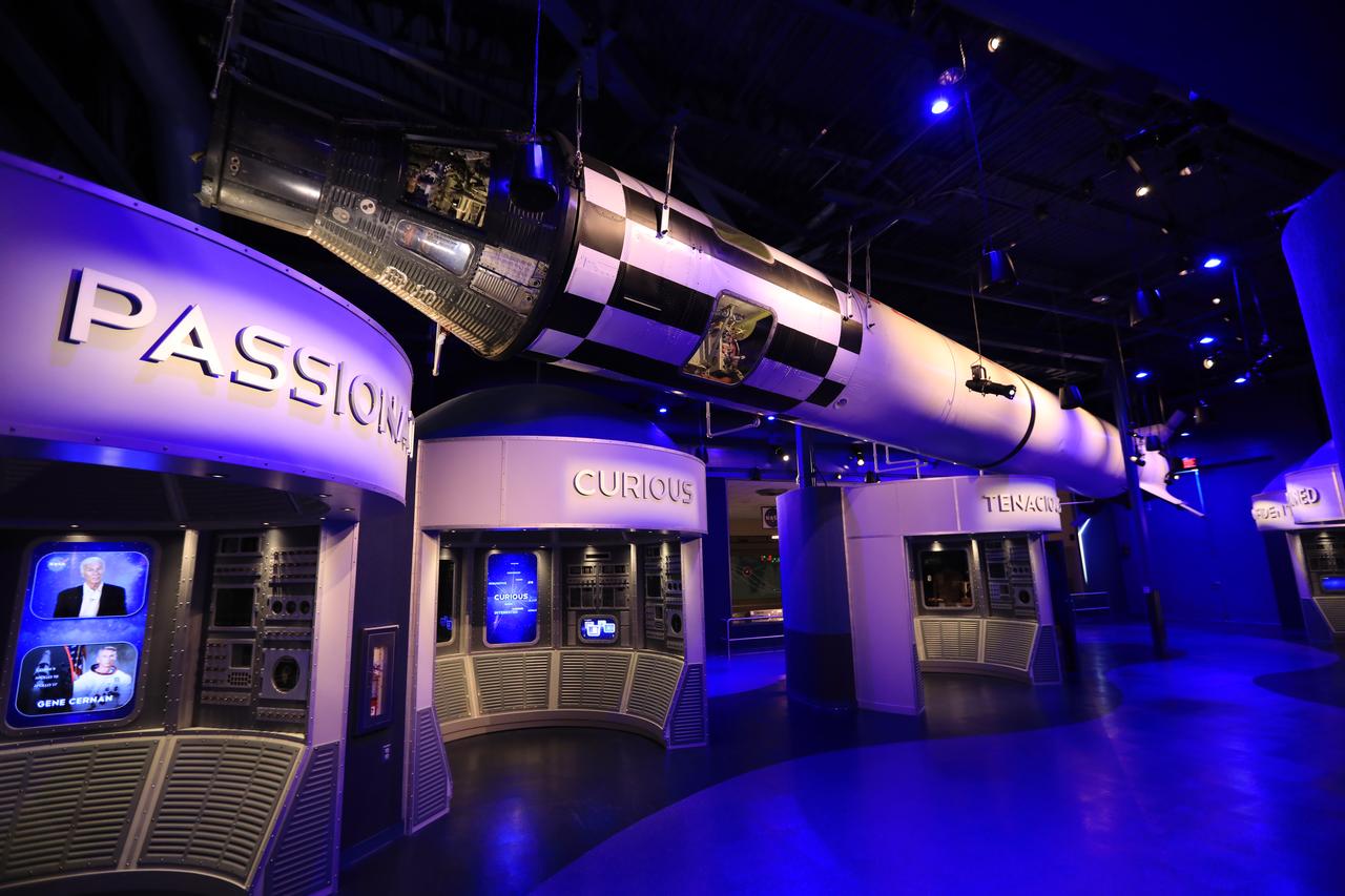 Inside the Heroes and Legends attraction at the Kennedy Space Center Visitor Complex, the Sigma 7 Mercury spacecraft in this exhibit was piloted by astronaut Wally Schirra during his six-orbit mission on Oct. 3, 1962. For display purposes, it is shown here attached to a Redstone launch vehicle like the one that boosted astronauts Alan Shepard and Gus Grissom on sub-orbital flights in 1961. Schirra's capsule was actually launched by the more powerful Atlas rocket in order to reach orbit. The new facility looks back to the pioneering efforts of Mercury, Gemini and Apollo. It sets the stage by providing the background and context for space exploration and the legendary men and women who pioneered the nation's journey into space.