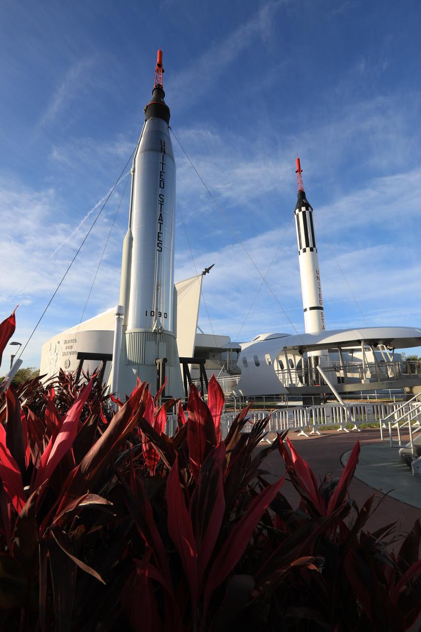 Launch vehicles used by NASA in its history of exploring space are displayed in the "Rocket Garden" adjacent to the new Heroes and Legends attraction at the Kennedy Space Center Visitor Complex. The new facility includes the U.S. Astronaut Hall of Fame and looks back to the pioneering efforts of Mercury, Gemini and Apollo. It sets the stage by providing the background and context for space exploration and the legendary men and women who pioneered the nation's journey into space.