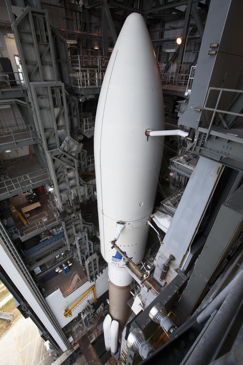 A United Launch Alliance Atlas V rocket is ready to roll out from the Vehicle Integration Facility to Space Launch Complex 41 at Cape Canaveral Air Force Station in Florida. The launch vehicle will send the Geostationary Operational Environmental Satellite (GOES-R) to a geostationary position over the U.S. GOES-R is the first satellite in a series of next-generation NOAA GOES satellites.