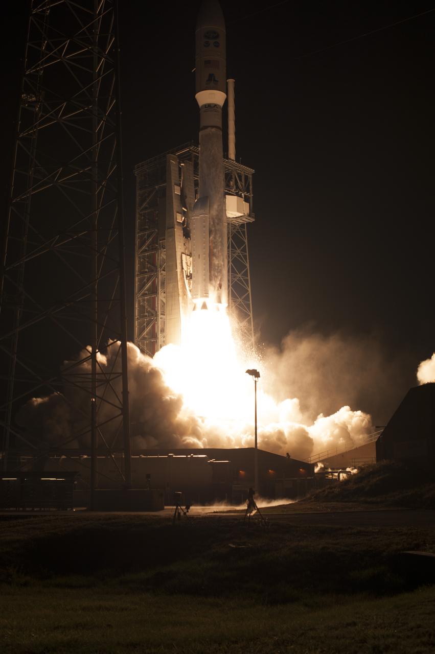 At Cape Canaveral Air Force Station's Space Launch Complex 41, an Atlas V rocket with NOAA's Geostationary Operational Environmental Satellite, or GOES-R, lifts off at 6:42 p.m. EST. GOES-R is the first satellite in a series of next-generation GOES satellites for NOAA, the National Oceanographic and Atmospheric Administration. It will launch to a geostationary orbit over the western hemisphere to provide images of storms and help meteorologists predict severe weather conditionals and develop long-range forecasts.