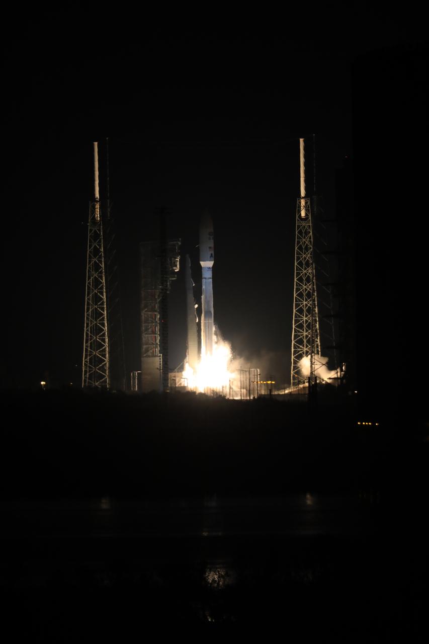 At Cape Canaveral Air Force Station's Space Launch Complex 41, an Atlas V rocket with NOAA's Geostationary Operational Environmental Satellite, or GOES-R, lifts off at 6:42 p.m. EST. GOES-R is the first satellite in a series of next-generation GOES satellites for NOAA, the National Oceanographic and Atmospheric Administration. It will launch to a geostationary orbit over the western hemisphere to provide images of storms and help meteorologists predict severe weather conditionals and develop long-range forecasts.