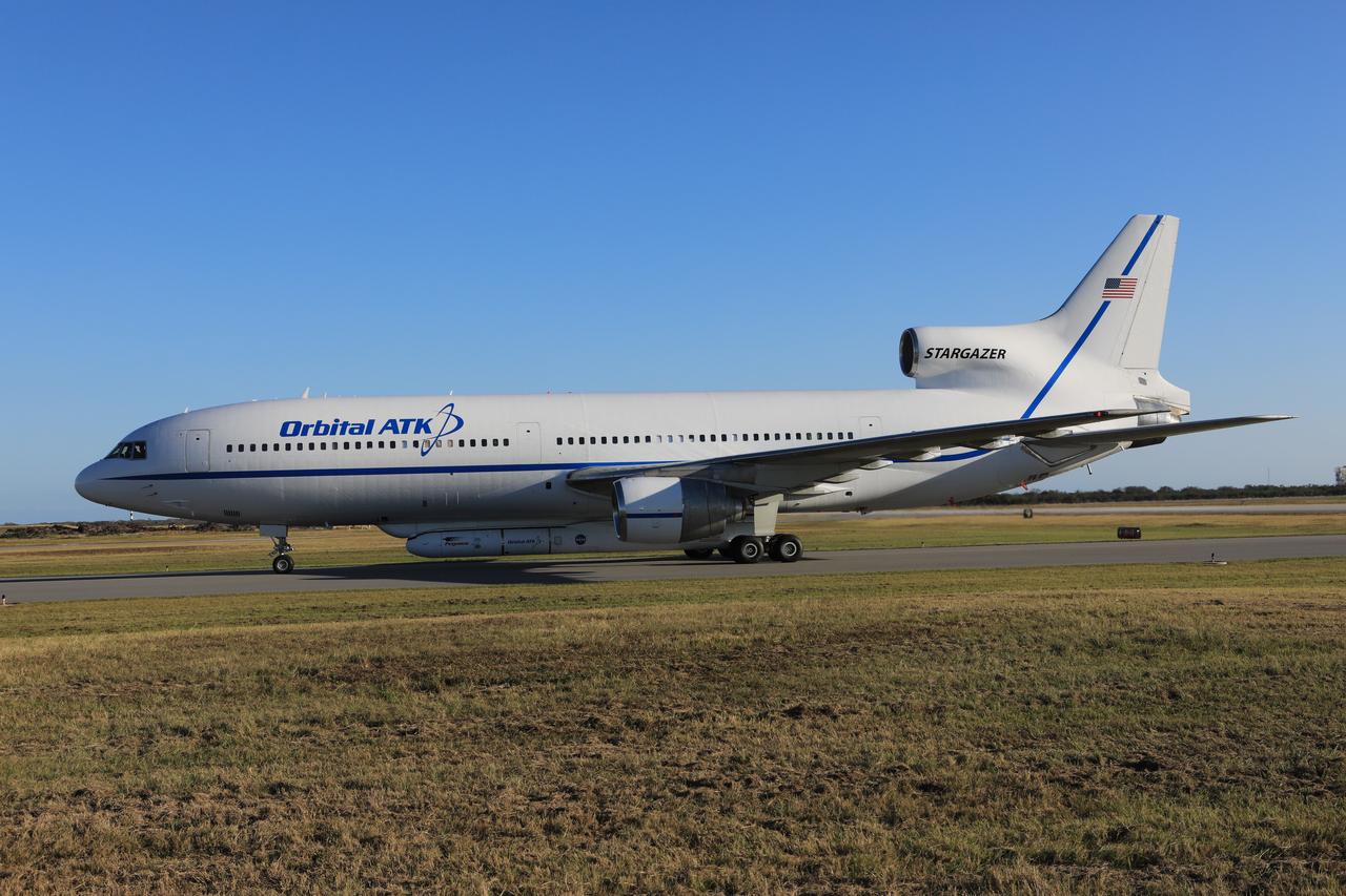 The Orbital ATK L-1011 Stargazer aircraft has arrived at the Skid Strip at Cape Canaveral Air Force Station in Florida. Attached beneath the Stargazer is the Orbital ATK Pegasus XL with NASA's Cyclone Global Navigation Satellite System (CYGNSS) on board. CYGNSS was processed and prepared for its mission at Vandenberg Air Force Base in California. CYGNSS is scheduled for its airborne launch aboard the Pegasus XL rocket from the Skid Strip on Dec. 12. CYGNSS will make frequent and accurate measurements of ocean surface winds throughout the life cycle of tropical storms and hurricanes. The data that CYGNSS provides will enable scientists to probe key air-sea interaction processes that take place near the core of storms, which are rapidly changing and play a critical role in the beginning and intensification of hurricanes. 