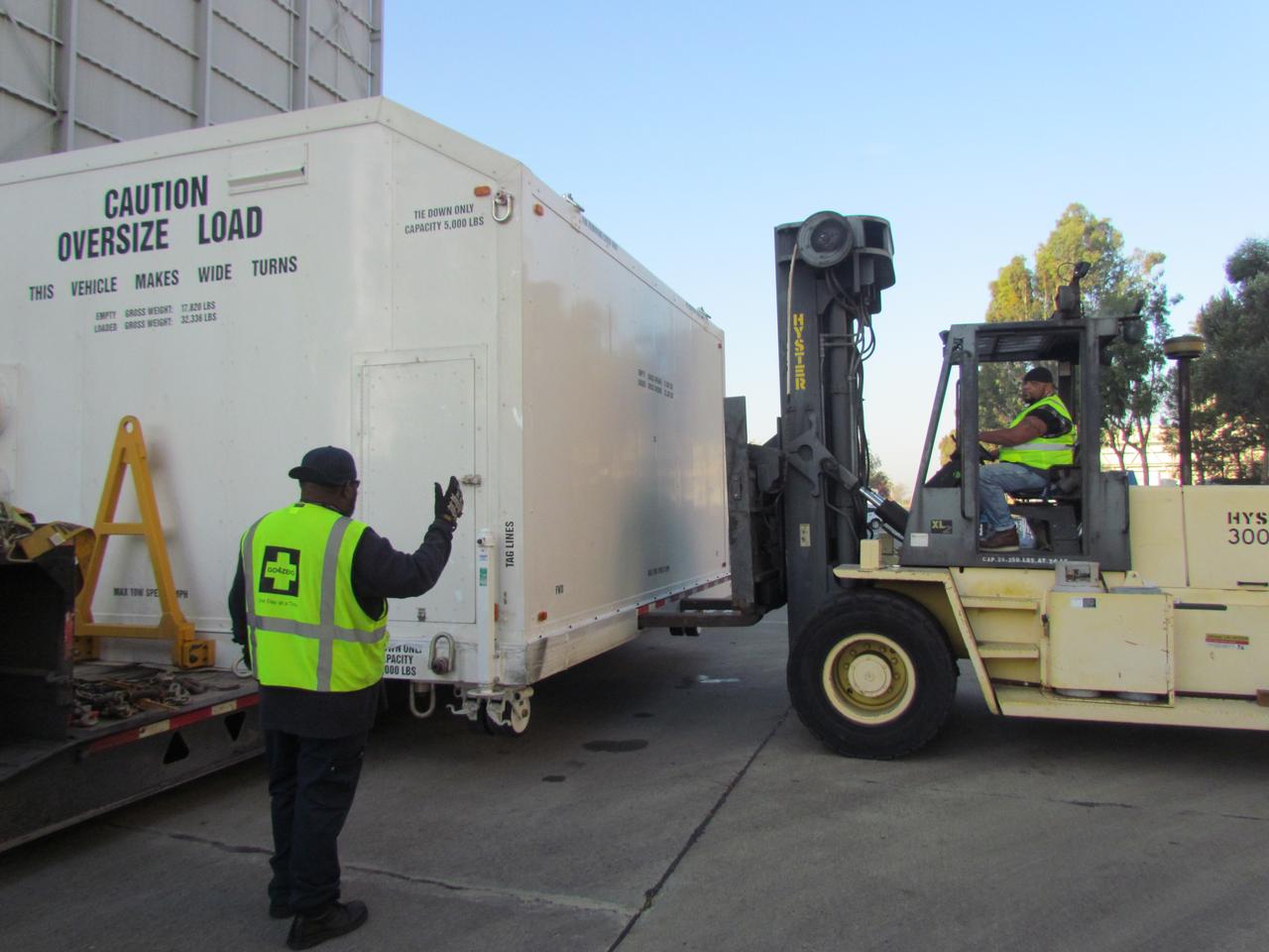 Boeing’s Structural Test Article of its CST-100 Starliner spacecraft arrives at the company’s Huntington Beach, California, facilities for evaluations. Built to the specifications of an operational spacecraft, the STA is intended to be evaluated through a series of thorough testing conditions.