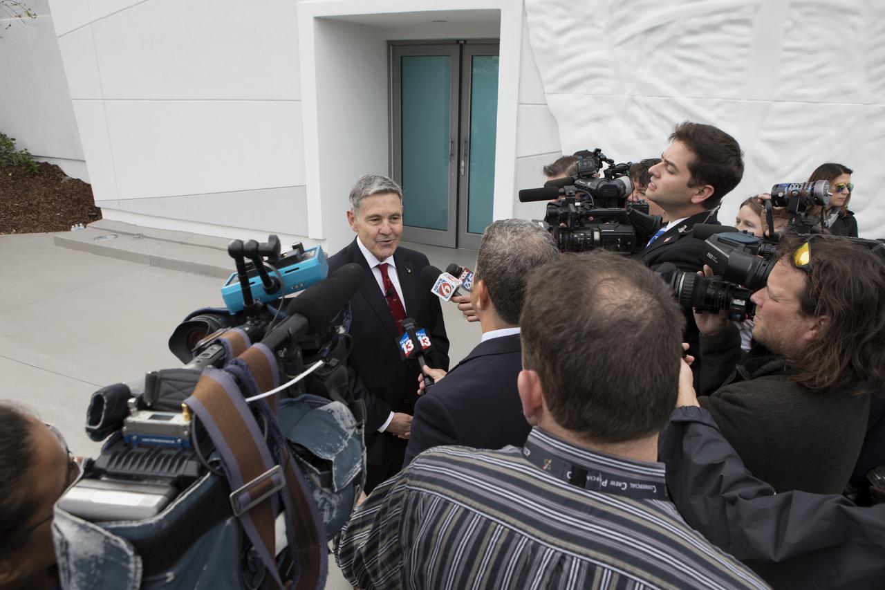 Former astronaut Bob Cabana, director of NASA's Kennedy Space Center in Florida, speaks with news media members at the Heroes and Legends exhibit hall at the Kennedy Space Center Visitor Complex following a ceremony remembering astronaut Sen. John Glenn, who passed away Dec. 8, 2016 at age 95. Glenn, one of the first seven astronauts NASA chose to fly the first missions of the Space Age, gained worldwide acclaim during his Mercury mission that made him the first American to orbit the Earth. He flew again in 1998 aboard space shuttle Discovery at age 77.