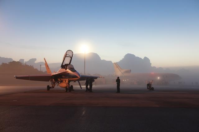NASA image: Pegasus XL CYGNSS Launch Attempt - Prepared for Takeoff - Scrubb