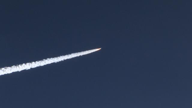 The Orbital ATK Pegasus XL rocket carrying NASA's Cyclone Global Navigation Satellite System, or CYGNSS, spacecraft is released and the first stage ignites at 8:37 a.m. EST. The rocket was released from the Orbital ATK L-1011 Stargazer aircraft flying over the Atlantic Ocean offshore from Daytona Beach, Florida following takeoff from the Skid Strip at Cape Canaveral Air Force Station. This image was taken from a NASA F-18 chase plane provided by Armstrong Flight Research Center in California. The CYGNSS satellites will make frequent and accurate measurements of ocean surface winds throughout the life cycle of tropical storms and hurricanes.