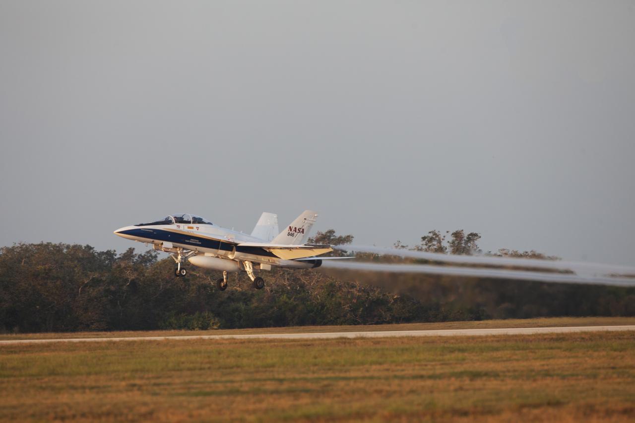A pathfinder aircraft takes off from the Skid Strip at Cape Canaveral Air Force Station in Florida. The airplane will provide photographic and video imagery of the Orbital ATK L-1011 Stargazer aircraft carrying a Pegasus XL Rocket with eight NASA Cyclone Global Navigation Satellite System, or CYGNSS, spacecraft. With the aircraft flying off shore, the Pegasus rocket will be released. Five seconds later, the solid propellant engine will ignite and boost the eight hurricane observatories to orbit. The eight CYGNSS satellites will make frequent and accurate measurements of ocean surface winds throughout the life cycle of tropical storms and hurricanes. 