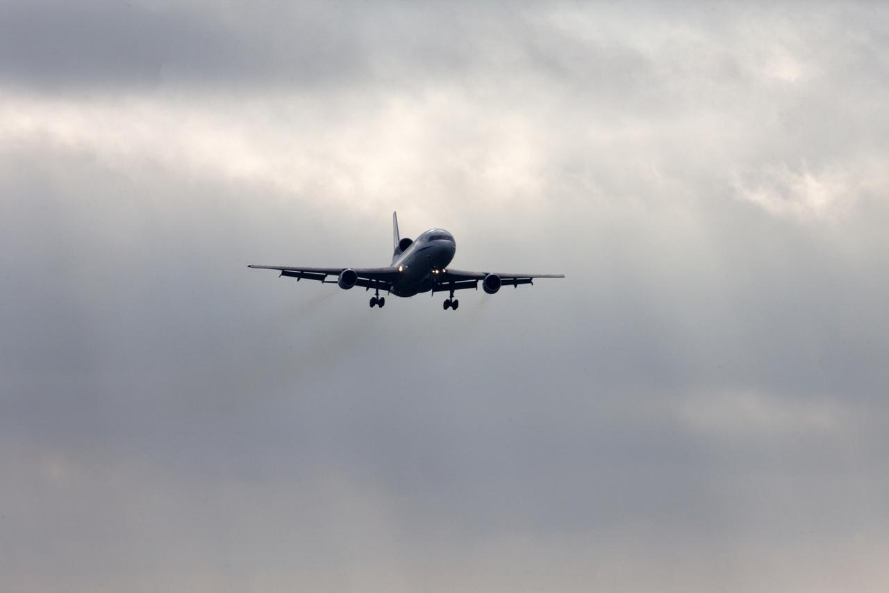 An Orbital ATK L-1011 Stargazer aircraft descends toward the Skid Strip at Cape Canaveral Air Force Station in Florida. The aircraft carried a Pegasus XL Rocket with eight NASA Cyclone Global Navigation Satellite System, or CYGNSS, for launch. With the aircraft flying off shore, the Pegasus rocket was released. Five seconds later, the solid propellant engine ignited and boosted the eight hurricane observatories to orbit. The eight CYGNSS satellites will make frequent and accurate measurements of ocean surface winds throughout the life cycle of tropical storms and hurricanes. Release of the Pegasus XL rocket occurred at 8:37 a.m. EST.