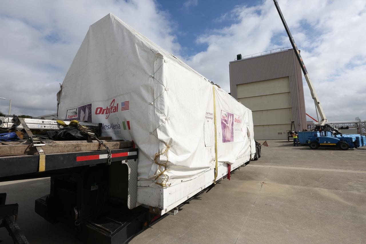 Sealed in its shipping container, the ground support equipment for the Orbital ATK OA-7 commercial resupply services mission has arrived at the Space Station Processing Facility at NASA's Kennedy Space Center in Florida. The container will be moved inside the low bay of the facility. The Orbital ATK CRS-7 with the Cygnus cargo module will lift off atop a United Launch Alliance Atlas V rocket from Space launch Complex 41 at Cape Canaveral Air Force Station. The commercial resupply services mission to the International Space Station will deliver thousands of pounds of supplies, equipment and scientific research materials that improve life on Earth and drive progress toward future space exploration. 