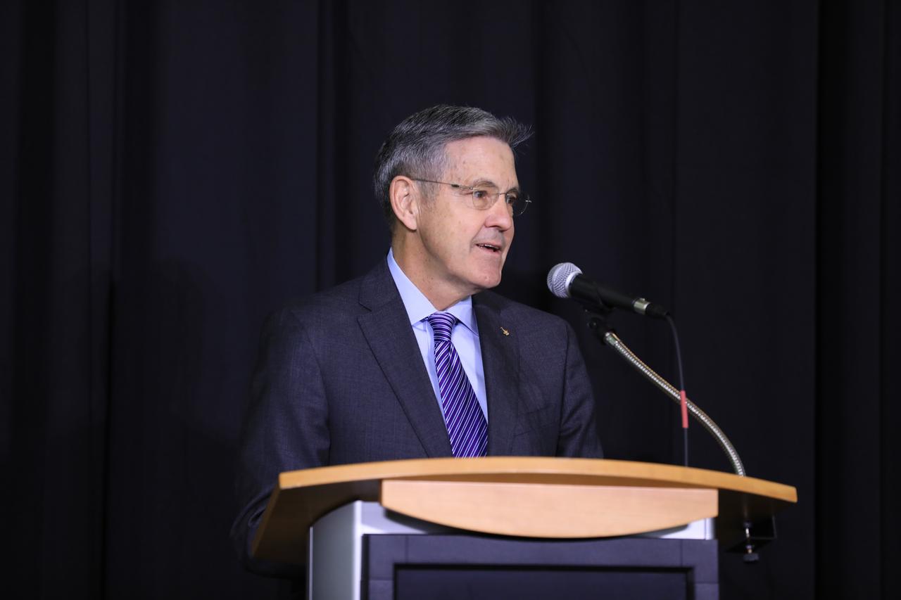 Kennedy Space Center Director Bob Cabana addresses guests at Kennedy Space Center's Day of Remembrance ceremony.  Held this year in the Center for Space Education at the Kennedy Space Center Visitor Complex in Florida, the annual event honors the contributions of all astronauts who lost their lives in the quest for space exploration.