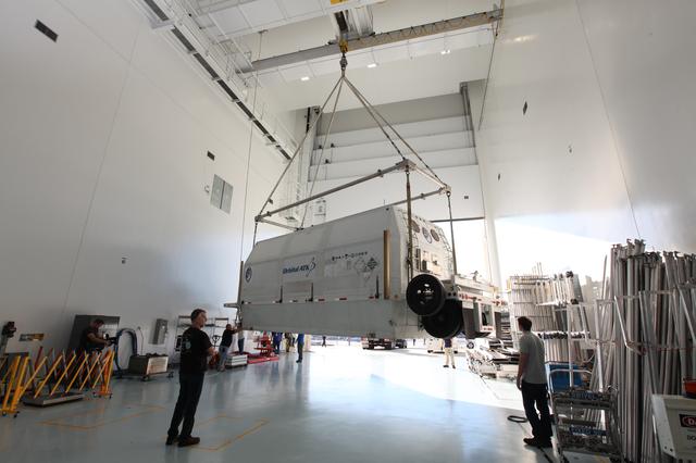 NASA image: OA-7 Service Module Arrival