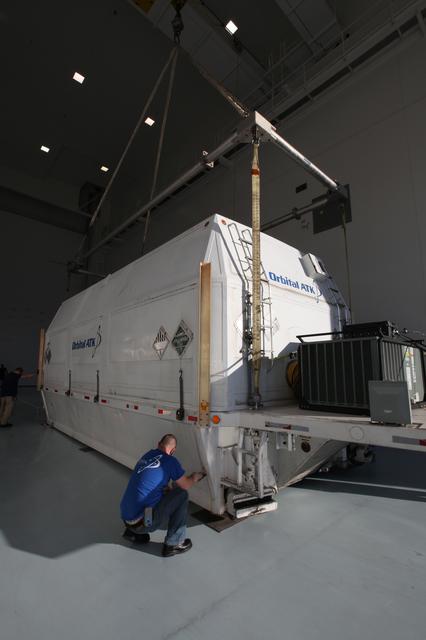 NASA image: OA-7 Service Module Arrival
