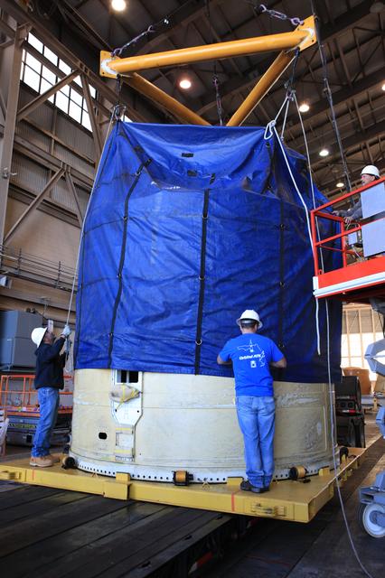 NASA image: Orion EM-1 LH Forward Skirt Arrival and Offload