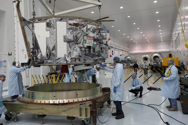 NASA image: OA-7 Service Module Lift to Stand