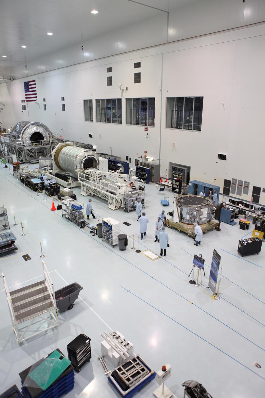 Inside the Space Station Processing Facility at NASA's Kennedy Space Center in Florida, engineers and technicians use a crane to place the Orbital ATK OA-7 Cygnus spacecraft's service module on a test stand. Scheduled to launch on March 19, 2017, the Orbital ATK OA-7 mission will lift off atop a United Launch Alliance Atlas V rocket from Space launch Complex 41 at Cape Canaveral Air Force Station. The commercial resupply services mission to the International Space Station will deliver thousands of pounds of supplies, equipment and scientific research materials that improve life on Earth and drive progress toward future space exploration.