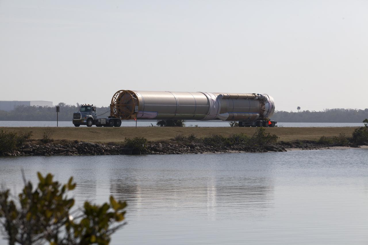A United Launch Alliance (ULA) Atlas V booster is on its way to Cape Canaveral Air Force Station's Atlas Spaceflight Operations Center (ASOC). The Atlas V will undergo final testing in that facility. When processing in the ASOC is complete, the Atlas booster will be moved to the Vertical Integration Facility for stacking at Space Launch Complex 41. Scheduled to launch March 19, 2017, the Atlas will launch a Cygnus spacecraft on the Orbital ATK CRS-7 mission to deliver thousands of pounds of supplies, equipment and scientific research materials to the International Space Station.