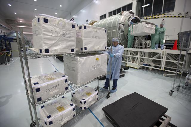 NASA image: OA-7 Cargo Module Loading