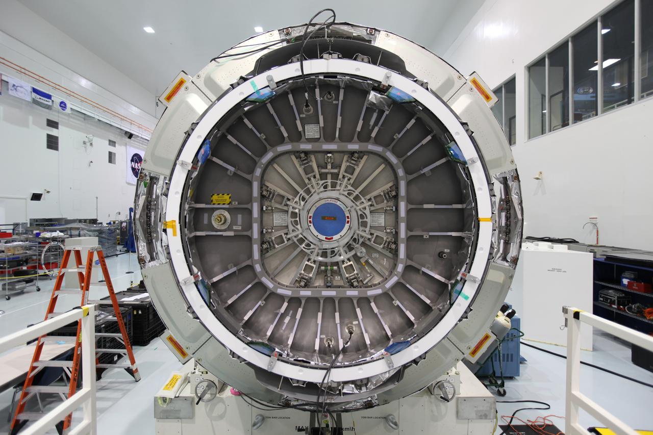 In the Space Station Processing Facility at NASA's Kennedy Space Center in Florida, the hatch has been closed on the Cygnus spacecraft's pressurized cargo module (PCM) for the Orbital ATK CRS-7 mission to the International Space Station. The module will be rotated to vertical for mating to the service module. Scheduled to launch on March 19, 2017, the commercial resupply services mission will lift off atop a United Launch Alliance Atlas V rocket from Space launch Complex 41 at Cape Canaveral Air Force Station. 