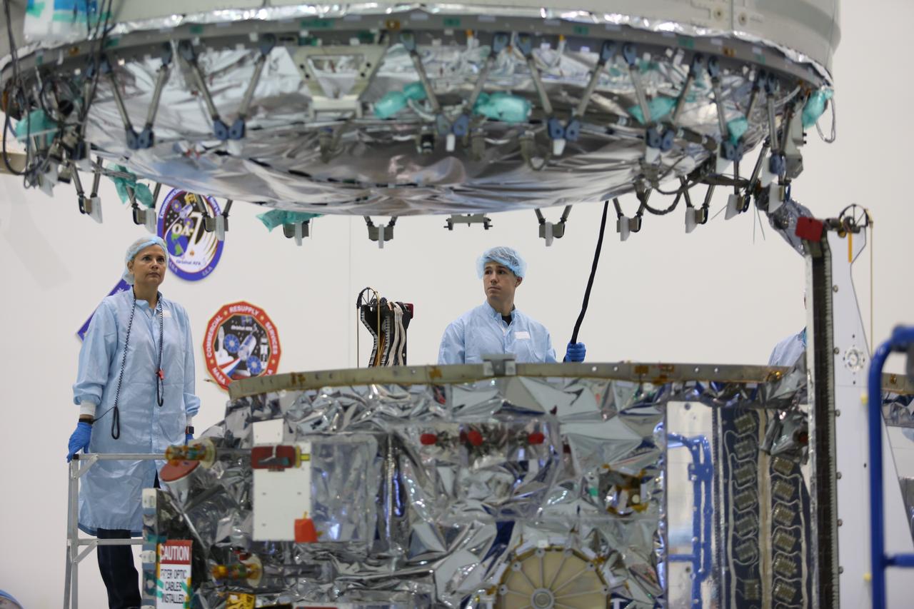 In the Space Station Processing Facility at NASA's Kennedy Space Center in Florida, technicians and engineers prepare a Cygnus spacecraft's pressurized cargo module for mating to its service module. Cygnus is being prepared to deliver thousands of pounds of supplies, equipment and scientific research materials on the Orbital ATK CRS-7 mission to the International Space Station. Scheduled to launch on March 19, 2017, the commercial resupply services mission will lift off atop a United Launch Alliance Atlas V rocket from Space launch Complex 41 at Cape Canaveral Air Force Station.
