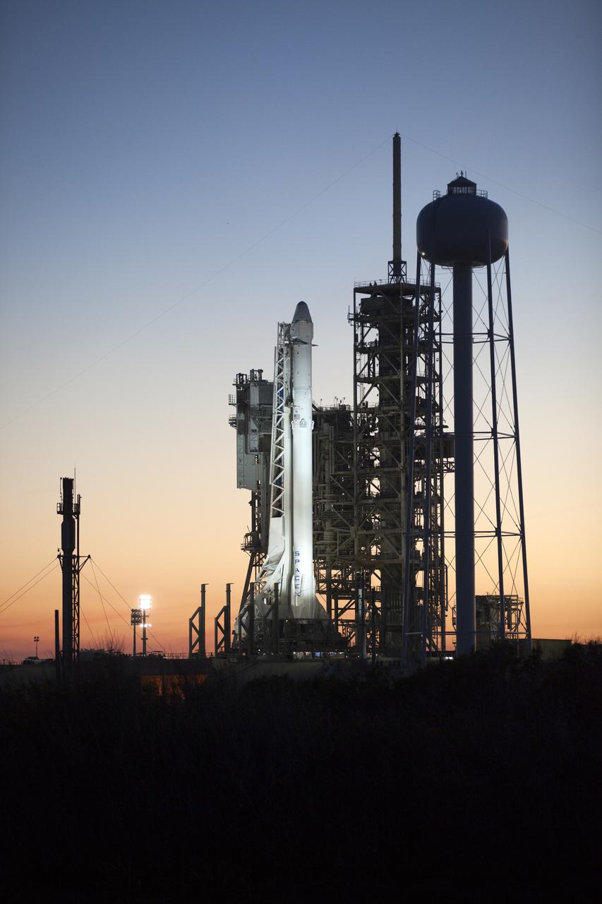 A Falcon 9 rocket stands ready for liftoff at the Kennedy Space Center's Launch Complex 39A. The historic launch site now is operated by SpaceX under a property agreement signed with NASA. The rocket will boost a Dragon resupply spacecraft to the International Space Station. Liftoff is scheduled for 10:01 a.m. EST on Feb. 18. On its 10th commercial resupply services mission to the space station, Dragon will bring up 5,000 pounds of supplies, such as the Stratospheric Aerosol and Gas Experiment (SAGE) III instrument to further study ozone in the atmosphere. Once mounted on the space station, SAGE III will measure the Earth’s sunscreen, or ozone, along with other gases and aerosols, or tiny particles in the atmosphere.