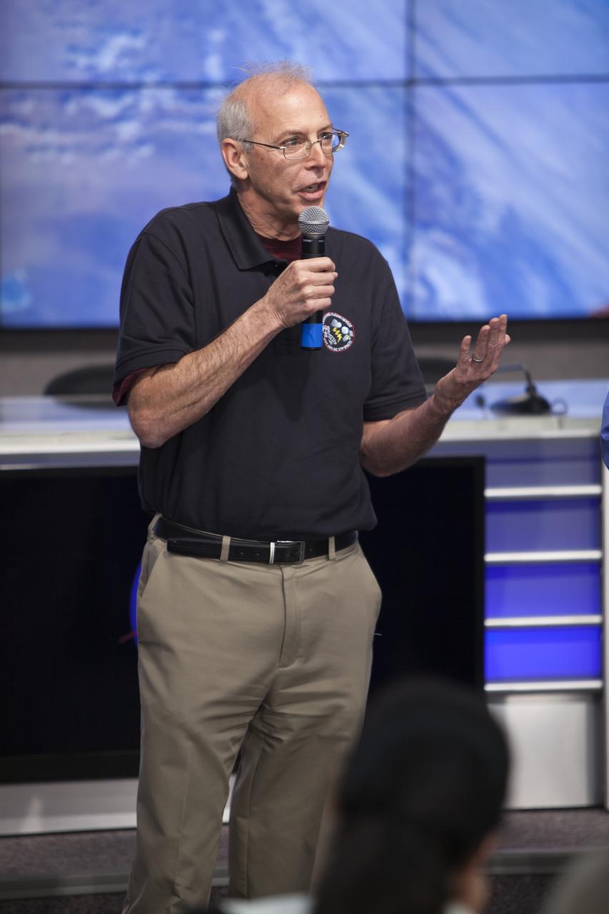 Dr. Richard Blakeslee of NASA’s Marshall Space Flight Center in Huntsville, Alabama, speaks to members of social media in the Kennedy Space Center’s Press Site auditorium. The briefing focused on instruments to be delivered to the International Space Station on the SpaceX CRS-10 mission. Blakeslee explained that the Lightning Imaging Sensor (LIS) is designed to measure the amount, rate and energy of lightning around the world. A Dragon spacecraft is scheduled to be launched from Kennedy’s Launch Complex 39A on Feb. 18 atop a SpaceX Falcon 9 rocket on the company's 10th Commercial Resupply Services mission to the space station.