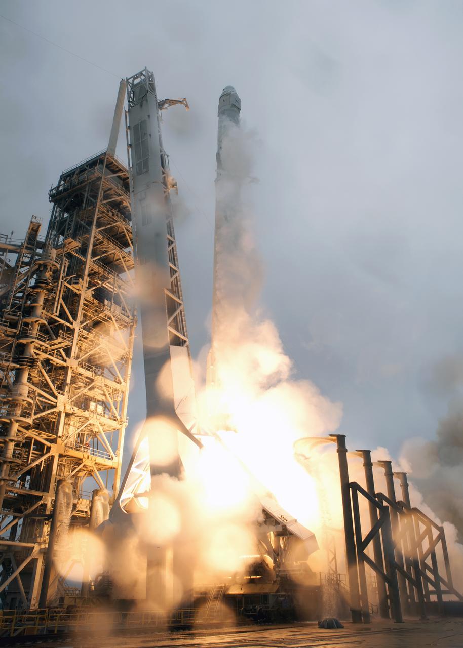 A SpaceX Falcon 9 rocket lifts off from Launch Complex 39A at NASA's Kenney Space Center in Florida. This is the company's 10th commercial resupply services mission to the International Space Station. Liftoff was at 9:39 a.m. EST from the historic launch site now operated by SpaceX under a property agreement with NASA. The Dragon spacecraft will deliver about 5,500 pounds of supplies to the space station, including the Stratospheric Aerosol and Gas Experiment (SAGE) III instrument to further study ozone in the atmosphere.