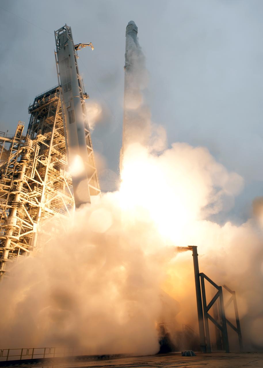 A SpaceX Falcon 9 rocket lifts off from Launch Complex 39A at NASA's Kenney Space Center in Florida. This is the company's 10th commercial resupply services mission to the International Space Station. Liftoff was at 9:39 a.m. EST from the historic launch site now operated by SpaceX under a property agreement with NASA. The Dragon spacecraft will deliver about 5,500 pounds of supplies to the space station, including the Stratospheric Aerosol and Gas Experiment (SAGE) III instrument to further study ozone in the atmosphere.